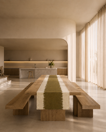 Chemin de table Silo Olive 60x280 cm