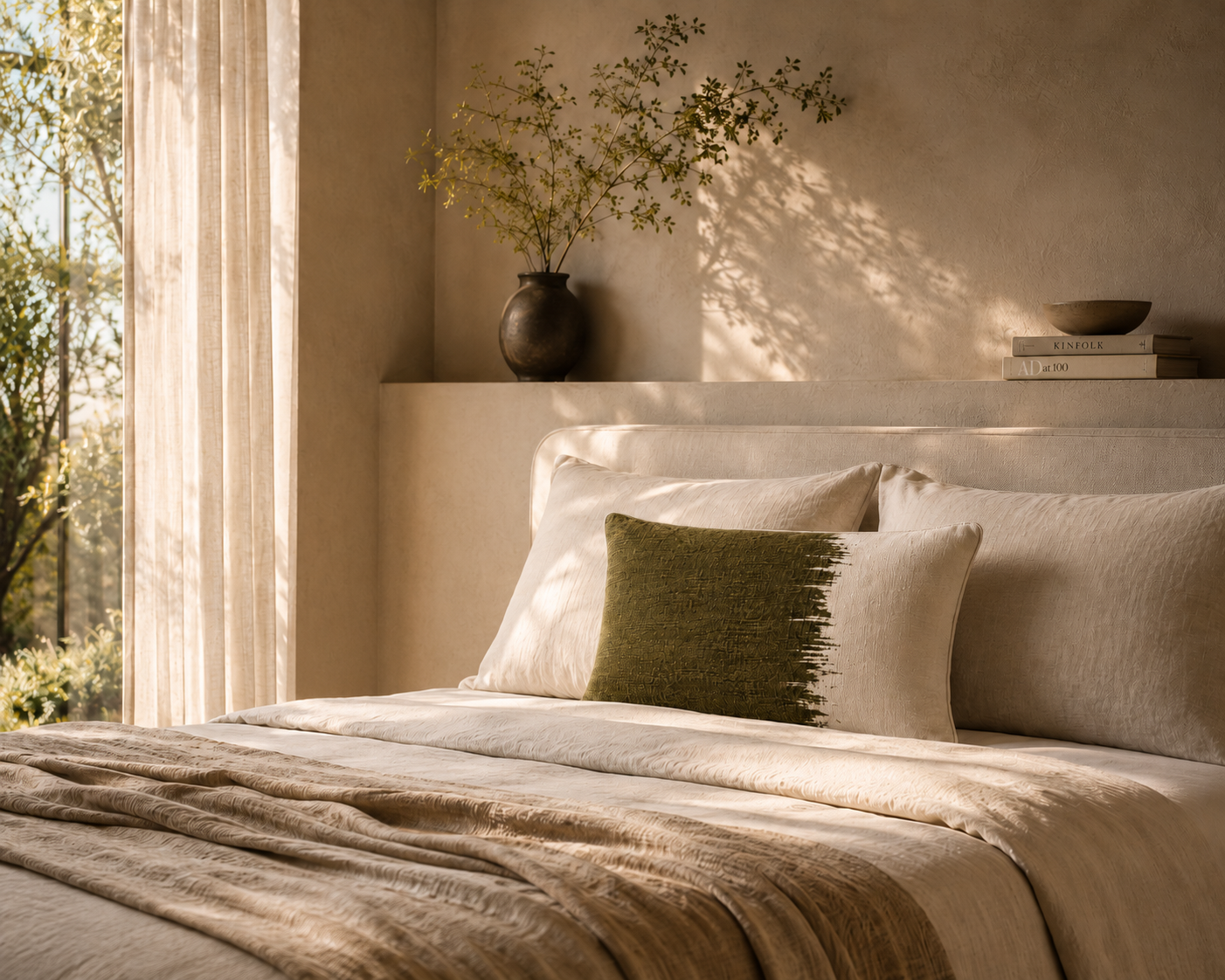 Coussin SILO Olive 40x55 - sur lit