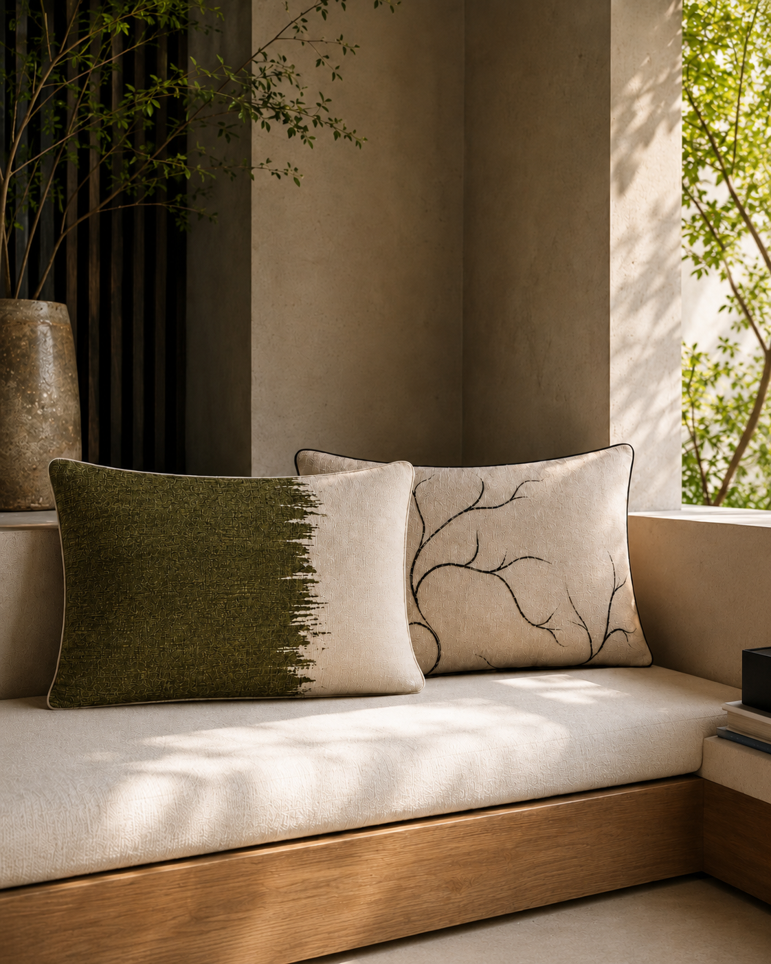 Coussin SILO Olive 40x55 - sur banquette