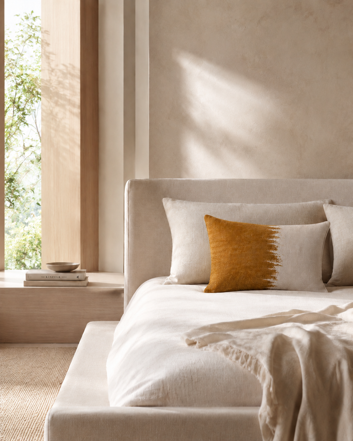 Coussin SILO Safran 40x55 - sur lit
